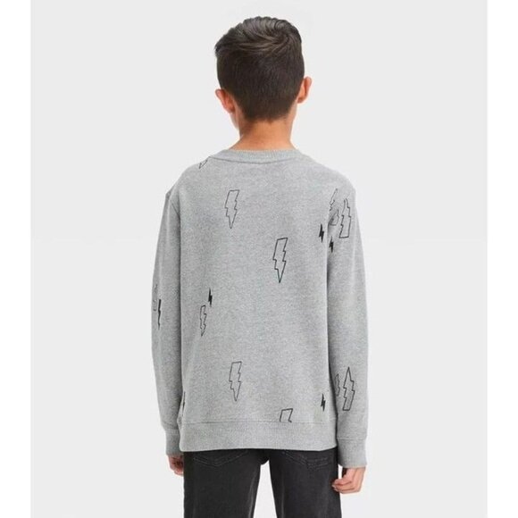 Cat & Jack Boys' Crewneck Fleece Pullover Sweatshirt Gray Size Small 6-7 - Picture 3 of 5